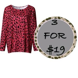 3/$19 NWT Rebel Raven leopard print long sleeve blouse top